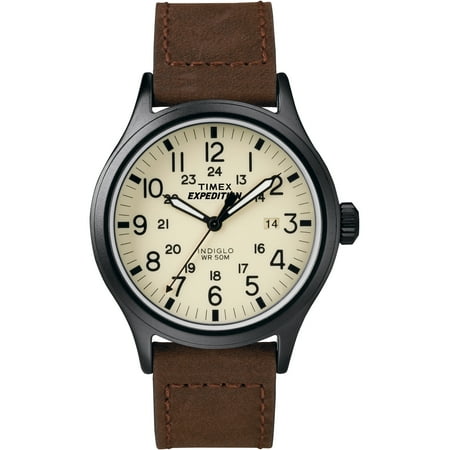 Timex Men's Expedition Scout Brown Leather Strap Watch (Best Leather Strap Watches Under 100)