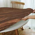 thumbnail image 5 of Round Table Cloth Dark Wood Grain Tablecloth Elastic Edge Fitted Table Cover Fits Tables Up to 45"-52" Diameter, 5 of 6