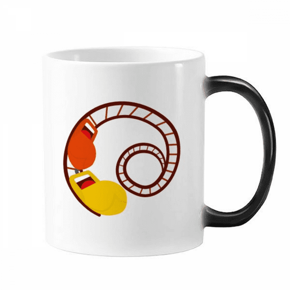 Roller Coaster Amusement Park Illustration Changing Color Mug Morphing Heat Sensitive Cup With Handles 350 ml
