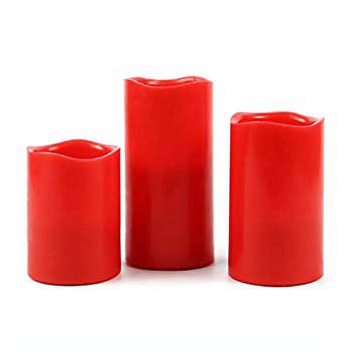 Red Flameless Led Candles, Battery Operated Pillar Candles with 6hrs