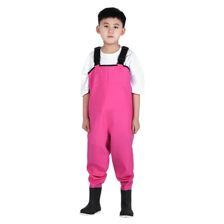 MEZZALL 1 Piece Pants Wading Clothes Rain Pants Rain Boots One Children Kindergarten Play Water Beach Catch The Sea Launching Pants Comfort Toddler Shoes  Pink  3-5 Years