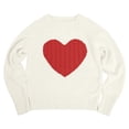 thumbnail image 3 of Kids Heart Print Long Sleeve Knit Sweater Fall Winter Girls Pullover, 3 of 5