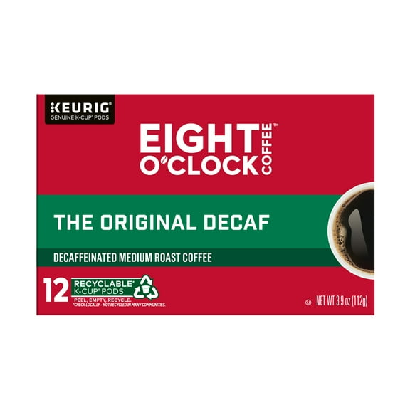 Eight O'Clock Coffee Decaffeinated Medium Roast The Original Decaf Coffee 12 - 0.33 oz K-Cup Pods