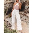 thumbnail image 4 of Mumubreal Women's Wide Leg Linen Pants Drawstring High Waist Palazzo Pants Flowy Beach Lounge Trousers with Pockets, 4 of 7
