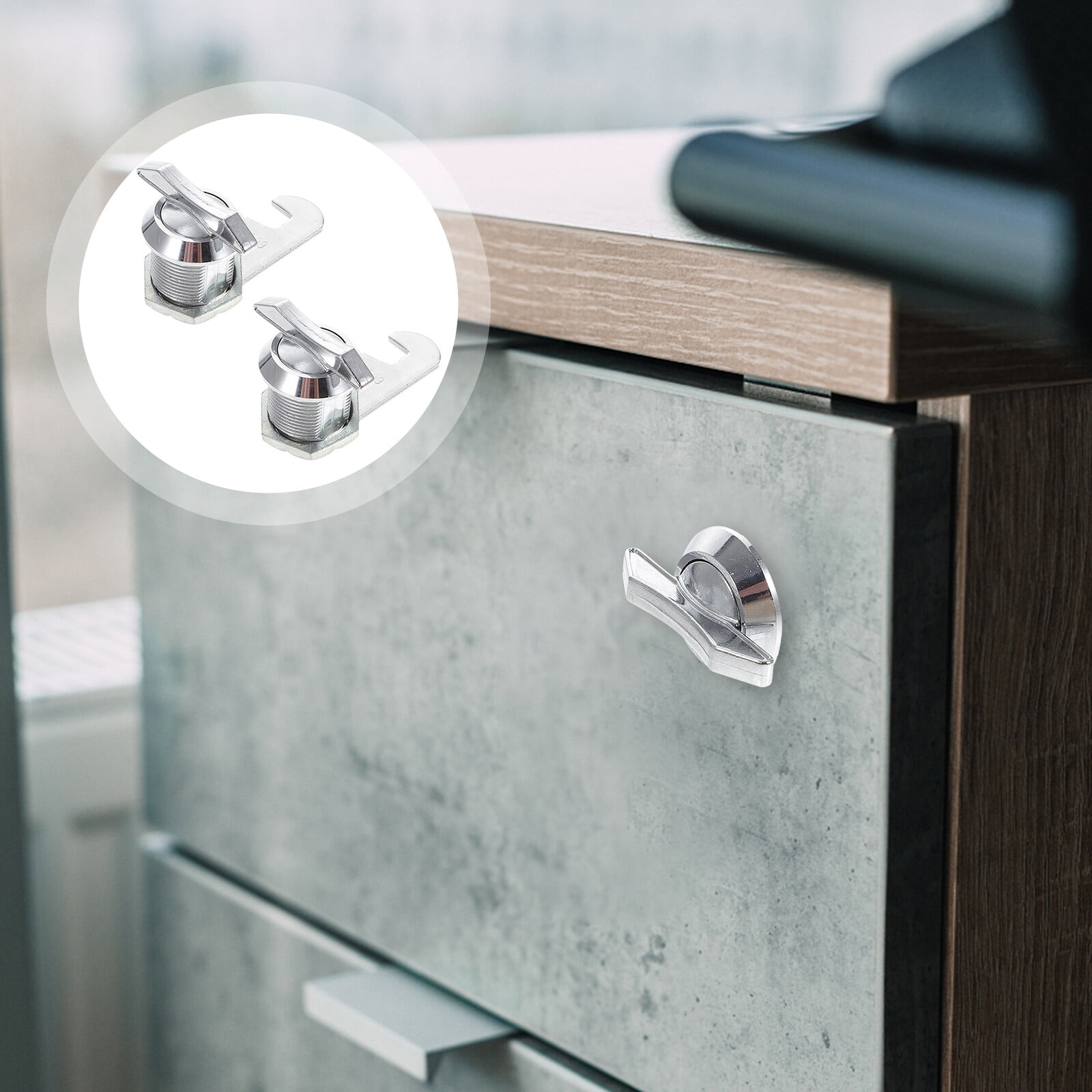 Set of 4 Security Drawer Lock Metal Kitchen Cabinet Locks Toolbox Silver