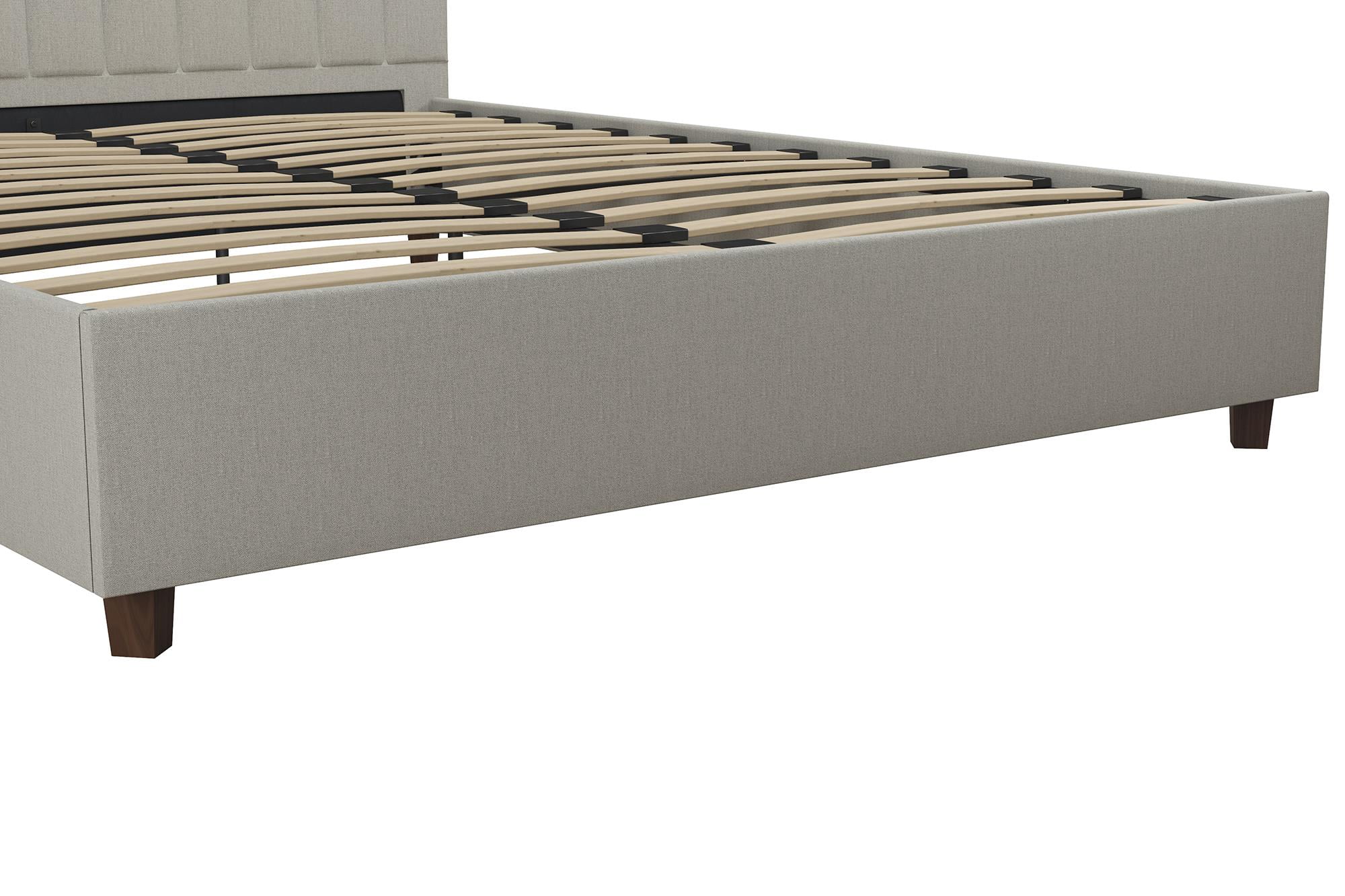 Novogratz Brittany Upholstered Bed, Full, Gray Linen