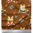 thumbnail image 1 of Soimoi Satin Silk Fabric Leaves,Floral & Owl Kids Print Sewing Fabric Yard 42 Inch Wide, 1 of 1