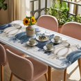 thumbnail image 3 of Blue Grey Fall Table Cloths for 5 Foot Rectangle Tables, Vintage Thanksgiving Botanical Patio Waterproof Elastic Fitted Tablecloths, Washable Rectangular Table Cover for Camping, 3 of 8