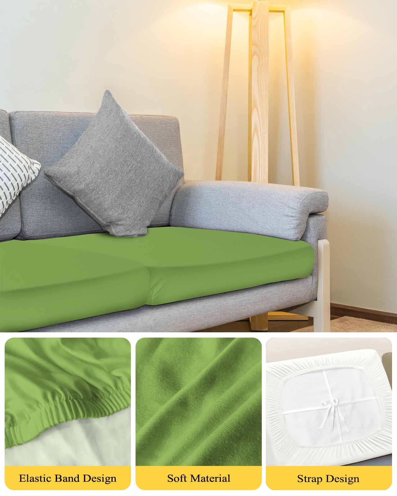Green Couch Cushion Covers Stretch, Washable Sofa Seat Covers Individual Seat Cushion Sofa Slipcovers Solid Color Simple Abstract Fashion Light Color Couch Cover Furniture Protector S-1PCS