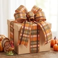 thumbnail image 4 of BBilaBu 15 Ft Fall Wired Ribbon, 2.48 Inch Wide Thanksgiving Craft Ribbon with Fall Plaid Print, Wired Edges for Wreath Bows, Gift Wrapping, Garlands, Centerpieces and DIY Home Decor, 4 of 6
