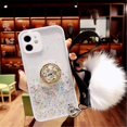 thumbnail image 1 of Étui avec Béquille à Anneau Pailleté Compatible avec Support Bling Scintillant en Diamant Strass et Dragonne Boule de Fourrure Duveteuse pour Filles Femmes (Huawei nova7se), 1 of 1