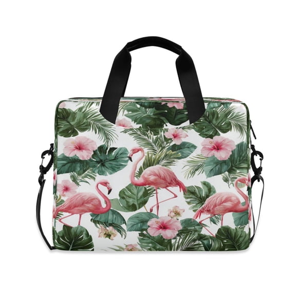 16" Laptop Tote Bag Laptop Sleeve Case Computer Briefcase for Work & Travel Flamingo and Tropical Leaves
