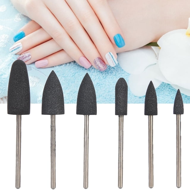 Juego de 6 Brocas para uñas, Cabezal de Pulido Profesional para Eliminación de Piel Muerta, Aleacio de Alta, Material de Silicona, Fácil de Transportar, Adecuado PARA