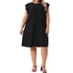 thumbnail image 1 of Vestidos de verano para mujer de talla grande Agnes Orinda con mangas de murciélago, cuello redondo, casuales para la playa, midi, 2X, negro, 1 of 8