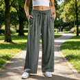 thumbnail image 2 of Njagoc3 Palazzo Pants for Women Casual Drawstring High Waisted Lounge Pants Fitted Wide Leg Trousers with Pockets, 2 of 6