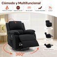 thumbnail image 4 of Korser Sillón Reclinable Giratorio 360°Adultos,Mecedora Pequeña Para Espacios Reducidos,Lino,Negro, 4 of 6