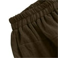 thumbnail image 5 of Lenpel Women's Cotton Linen Culottes Pants Elastic High Waisted Wide Leg Flowy Capri Pants Cropped Palazzo Trousers with Pockets, 5 of 7