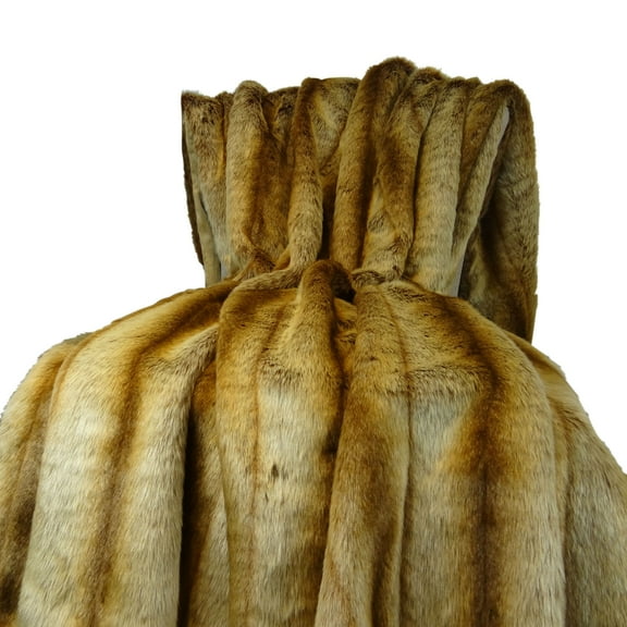 Plutus Brands Sheared Faux Throw Pillow, 70 x 90, Gold/Beige/Brown