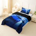 thumbnail image 3 of Castle Fairy Futuristic Race Car Twin Comforter Sets 3-Piece for Boys, City Motion Blur Bedding Set for Bedroom, Blue White,Black Reversible, 3 of 6