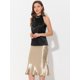thumbnail image 3 of Elegante chaleco de satén plisado de verano para mujer, sin mangas, con cuello halter Negro XL, 3 of 5