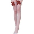 thumbnail image 3 of Spring Savings !Stockings with Red Bow for Women,High Stockings with Bows ,Compression Stockings for Women Legs Stockings Woman Satin Bow Cute Sexy Legs Long Tube Transparent High Thigh Stocking, 3 of 4
