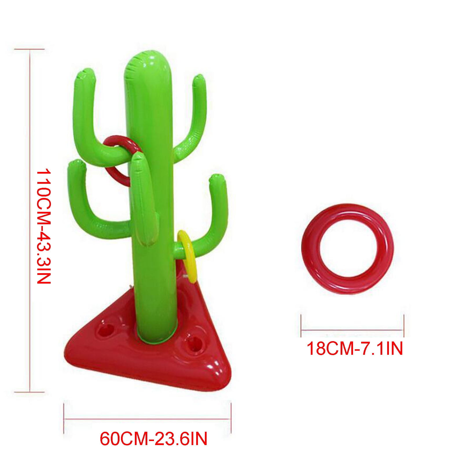 Inflatable Cactus Ring Toss Game Set Outdoor Lawn Pool Party Activity 5 Rings