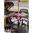thumbnail image 4 of Outdoor Tablecloth with Umbrella Hole and Zipper, Christmas Truck Square Table Cloth 60x60 Inch Waterproof Tablecloth, Winter Snowflakes Xmas Tree Deer Black Picnic Table Cover for Patio Camping, 4 of 7