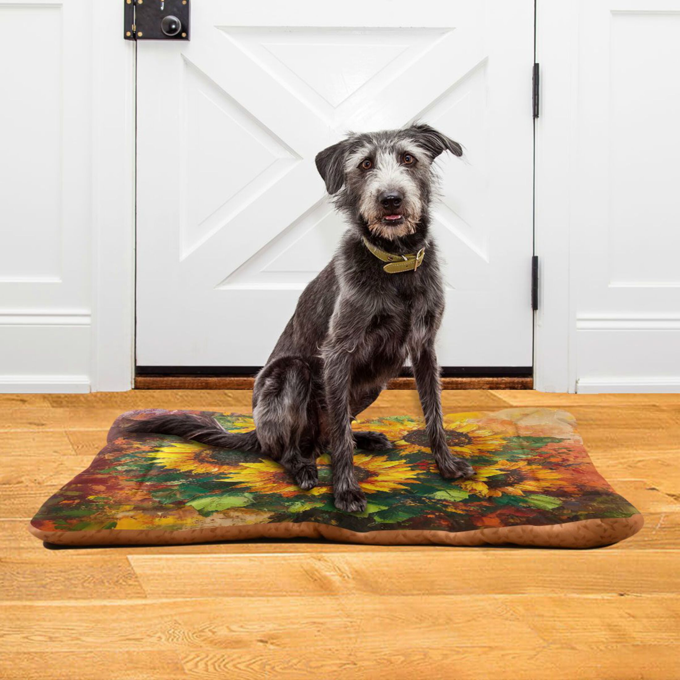 Qxltty Sunflower Bouquet Ped Pad Wear-resistant and Hard to Bite Through Sleeping Pad for Small Medium Large Dogs Winter Pet Bed 36×24in