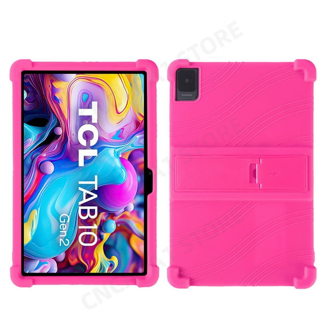 4 Thicken Cornors Silicone Cover with Kickstand For TCL Tab 10 Gen 2 Case 8496G 10.36" Tablet PC Soft Shockproof Protector Funda Rose Tab 10 Gen 2 8496G