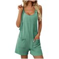 thumbnail image 2 of Otvok Women's Casual Ribbed Short Jumpsuit One Piece Summer Outfits Sleeveless Romper with Pockets Loose Fit Comfy Beach Vacation, 2 of 6