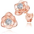 thumbnail image 1 of JM Rose Plaqué Or Rose Fleur Boucles D'oreilles - Boucle D'oreille Fleur De Boucles D'oreilles Feuille Hypoallergéniques pour Femme 1 pieza Electrónica, 1 of 4