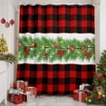 thumbnail image 6 of Christmas Shower Curtain, 36" x 72", Winter Pine Leaves Xmas Ball Floral Red Black Plaid Waterproof Bathroom Curtain Washable Shower Curtain Set with 12 Hooks, 6 of 6