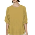 thumbnail image 2 of Women's Long Sleeve T-shirt 3/4 Sleeve Linen Shirts For Women 2025 Cotton Summer Retro Embroidered Boho Tops Casual Trendy Vacation Blouse,Yellow Women's Long sleeve T-shirt XXXL, 2 of 4