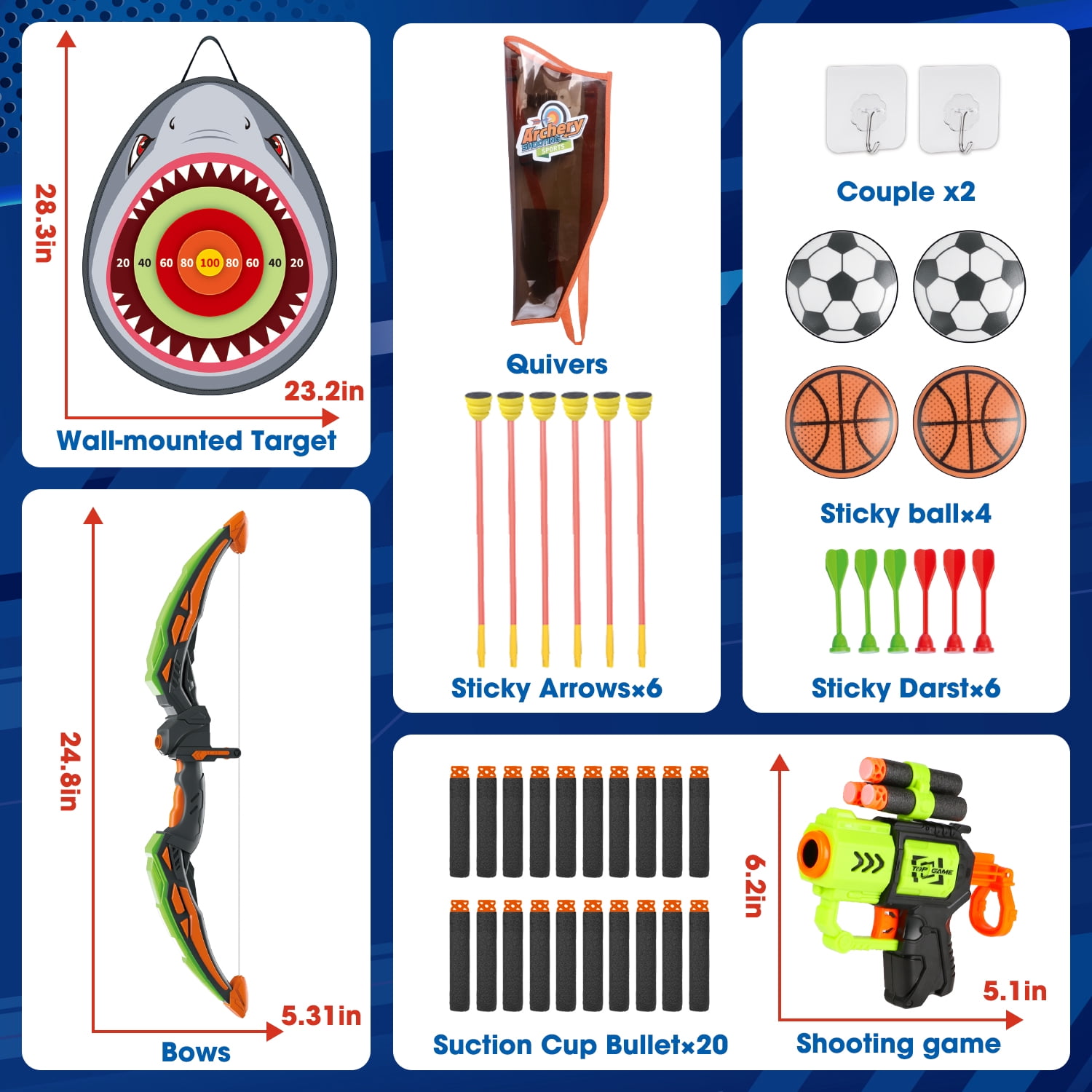 Huge Wave Bow and Arrow Set for Boys, Kids Light Up Archery Toy Set, Shooting Games with Target & Quiver, Indoor and Outdoor Toys for Boys Girls 4-12 Years Old