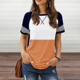 thumbnail image 2 of TSADFHJI Hauts de Noël pour Femmes Rouge Mode Décontractée Imprimé Col Rond Manches Courtes T-Shirt TTG Orange, 2 of 5