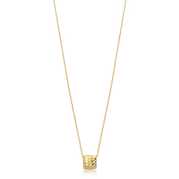 KoolJewelry 14k Yellow Gold Diamond-cut Cube Adjustable Necklace (adjusts to 17 or 18 inch)