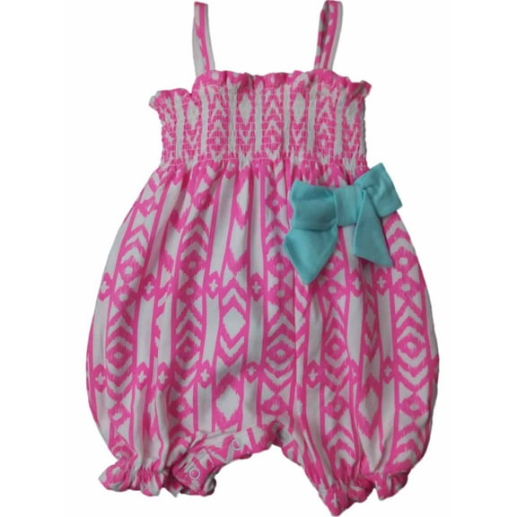 Infant Girls Neon Pink Tribal Print Single Romper Outfit Baby Bodysuit