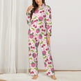 thumbnail image 2 of Pajama Sets for Women 2 Pcs, Cute Berry Strawberry Love Button Down Long Sleeve Sleepwear Lounge PJ Sets, 2 of 6