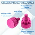 thumbnail image 4 of 6 Pcs M4*0.7 Knurled Thumb Screw Computer Case Threaded Hand Tighten Screws for PC Case, Rose Red, 4 of 7