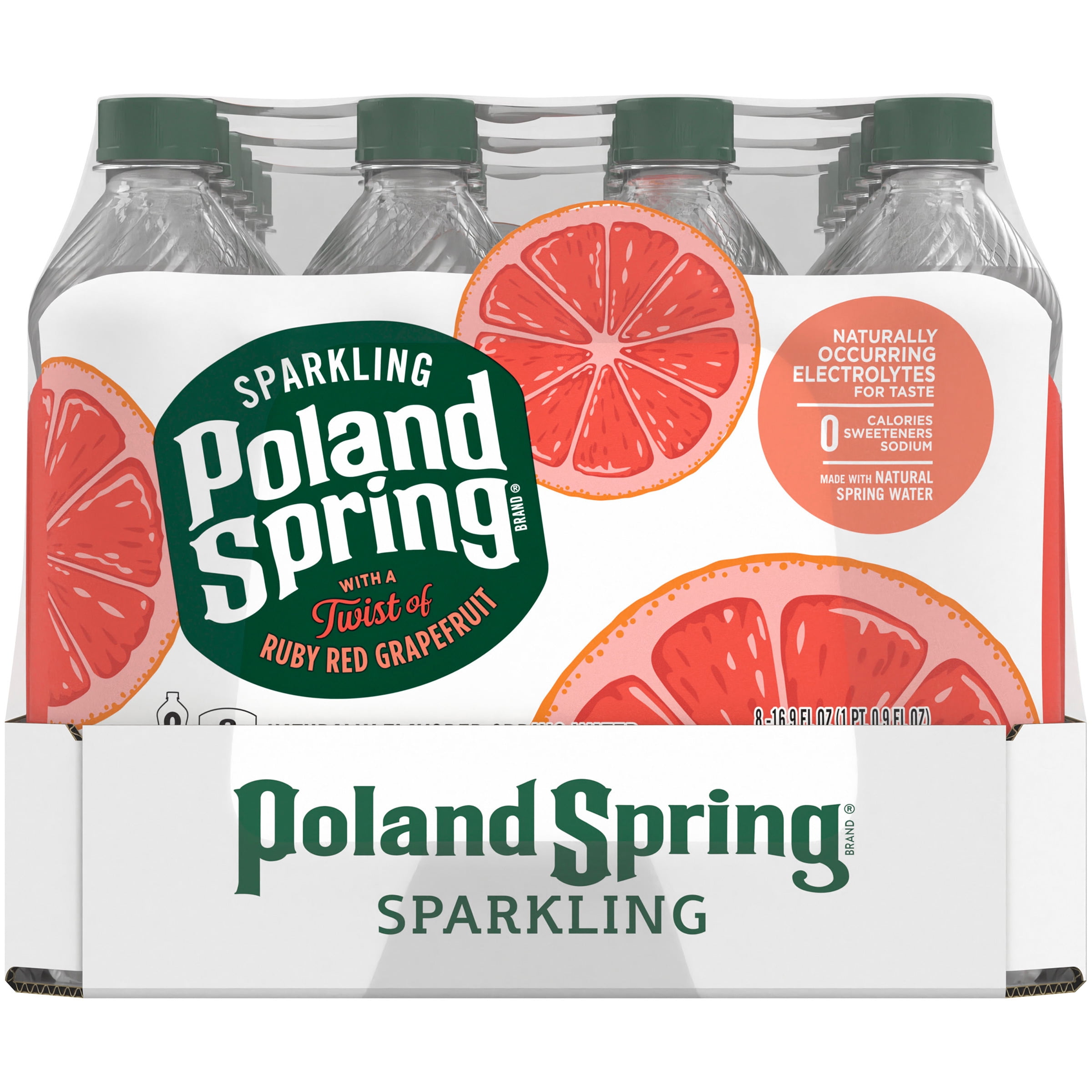 Poland Spring Sparkling Water, Ruby Red Grapefruit, 16.9 oz. Plastic Bottles (24 Count)