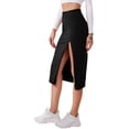 thumbnail image 4 of Jupe Mi-Longue Moulante Fendue Taille Élastique pour Femmes, 4 of 5