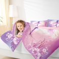 thumbnail image 3 of Castle Fairy Cute Ballet Girl Twin Bedding 7-Piece,Dreamy Princess Flowers Bedding Comforter Set,Pink Purple,Grey Reversible, 3 of 7