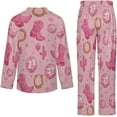 thumbnail image 6 of Top-kevin Cowboy Boots Cacti Women's Long-Sleeve Shirt And Full-Length Bottom Pajama Set, 6 of 12