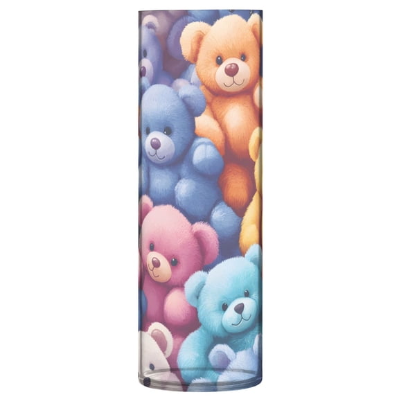 Haosy Plastic Flower Vase 11.8 inch Tall Clear Cylindrical Vases for Centerpieces Home Wedding Decor Colorful Bear Toy