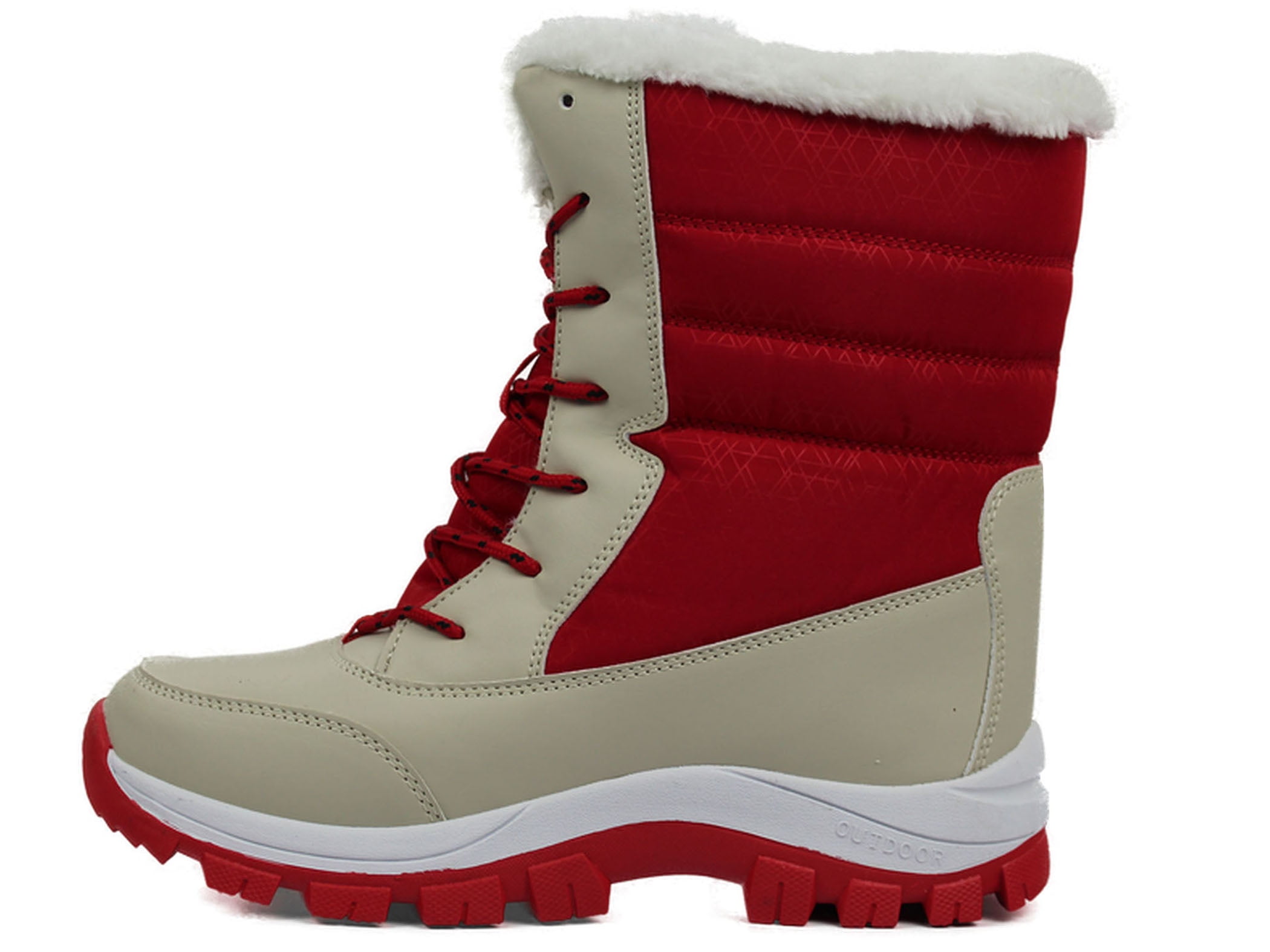OwnShoe Mid-Calf Snow Boots for Women Faux Fur Winter Shoes Water Resistant Outdoor Hiking Boots
