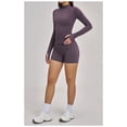 thumbnail image 3 of Top-kevin Womens Workout Sets Two Piece Long Sleeve Jacket Matching High Waist Shorts Sets Fall Winter Gym Work Out Clothes, 3 of 16