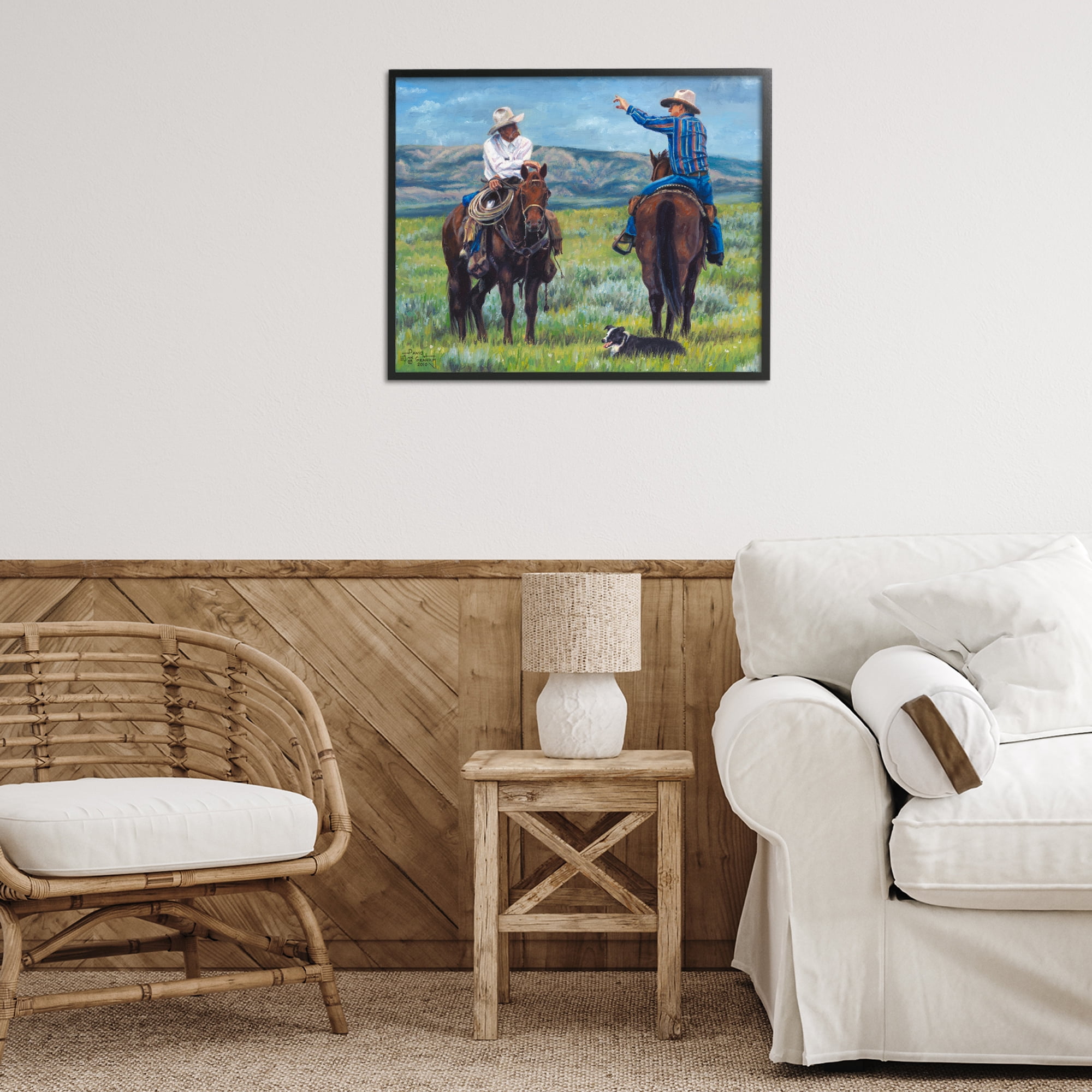 Stupell Industries Cowboy Logic Scene Animals & Insects Painting Black Framed Art Print Wall Art, 30 x 24