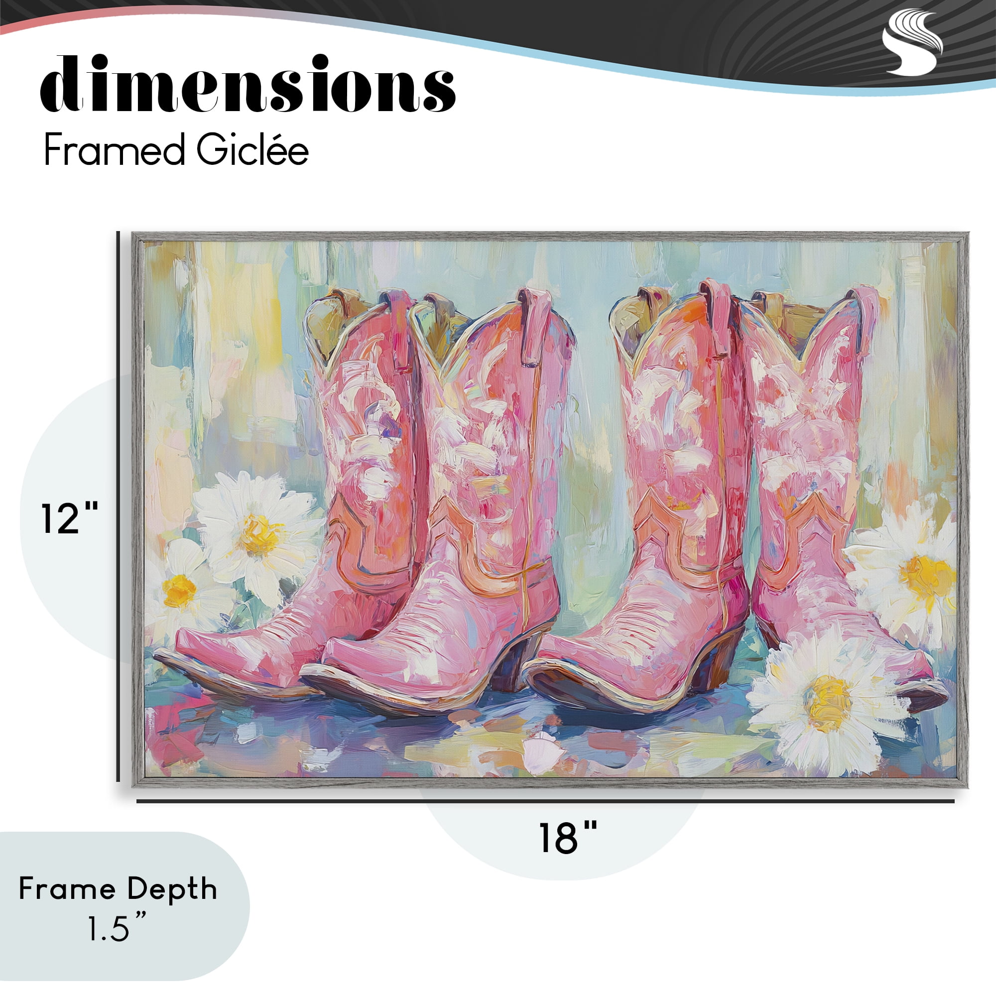 Stupell Industries Pink Cowgirl Boots Pairs Gray Framed Giclee Art, design by Tina LeCour