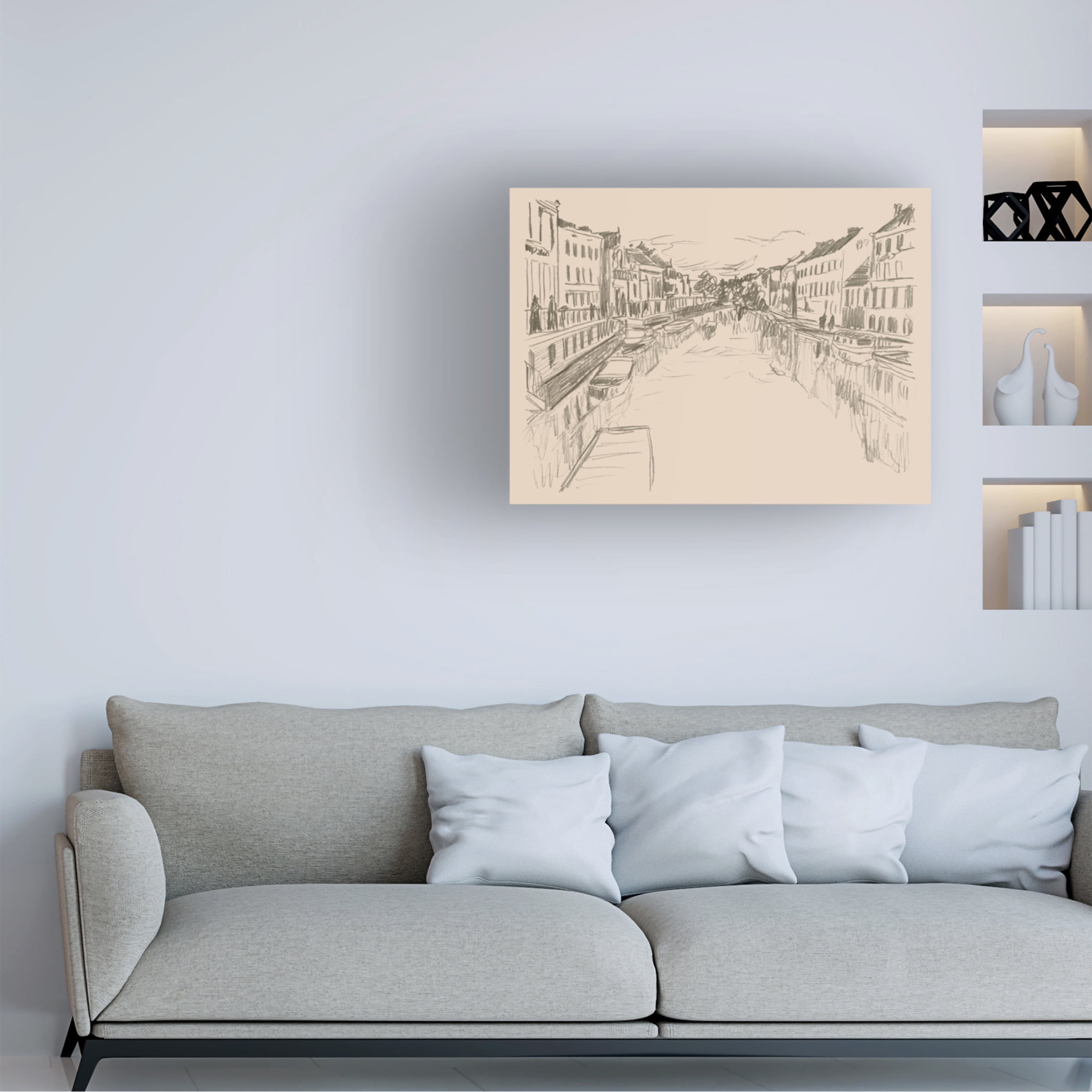 Canvas Wall Art - June Erica Vess 'City Sketches V' Wall Art for Living Room, Bedroom, or Office Décor by Trademark Fine Art - 47 x 35 Inches