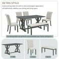 thumbnail image 4 of 6-Piece Dining Table Set, Modern Rectangular Wood Table with 4 Upholstered Chairs and 1 Bench, Kitchen Table with Unique Legs for Dining Room and Kitchen, Gray, 4 of 9